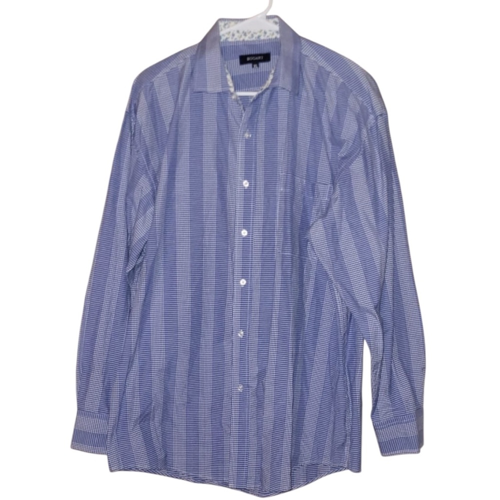 Blue Casual Button Down Shirt with Stripes